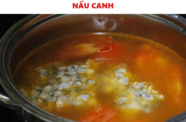 Tiến hành nấu canh hến chua